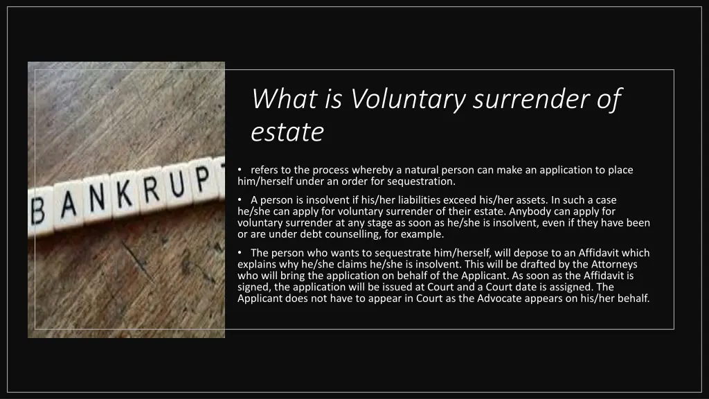 what is voluntary surrender of estate