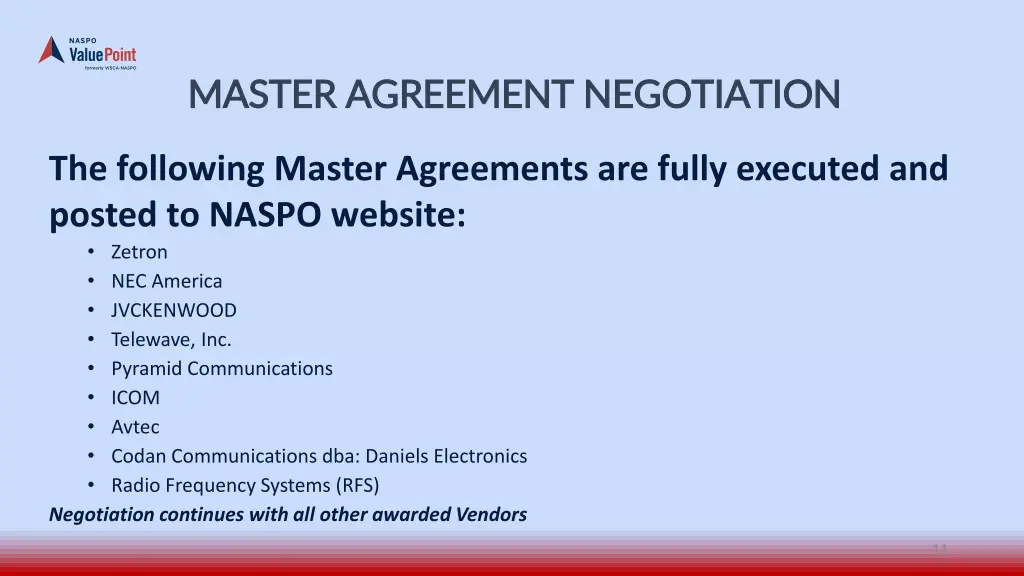 master agreement negotiation master agreement