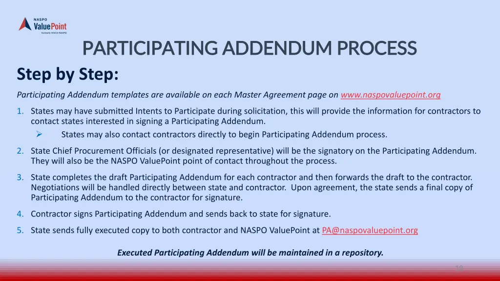 participating addendum process participating 2