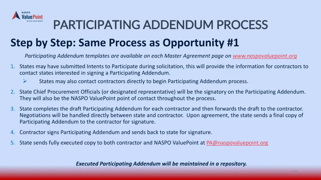 participating addendum process participating 3