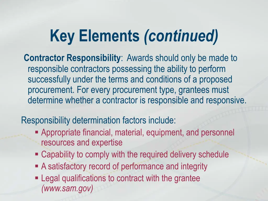 key elements continued 5