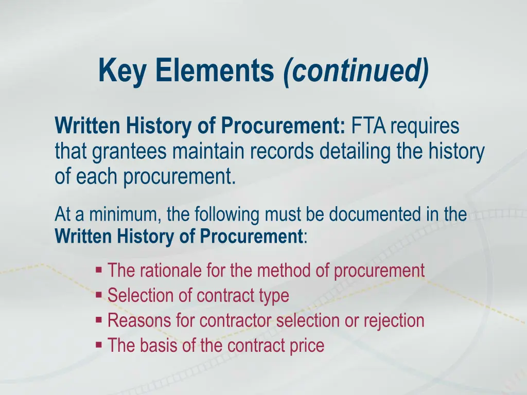 key elements continued