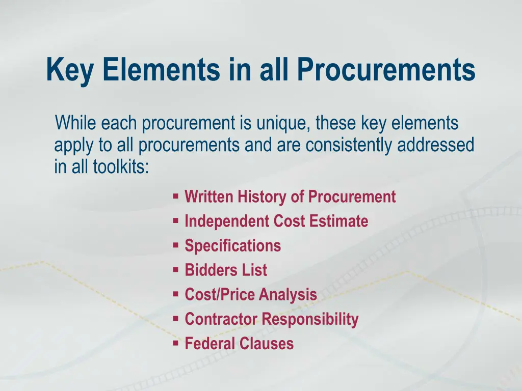 key elements in all procurements