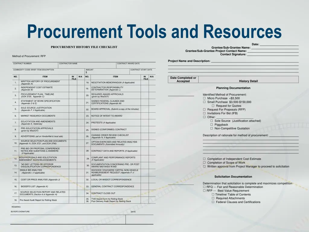 procurement tools and resources