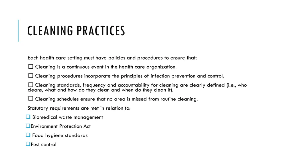 cleaning practices
