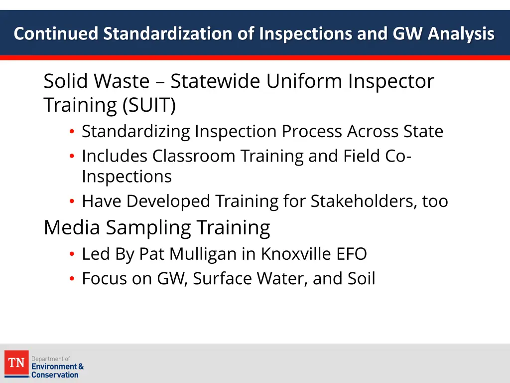 continued standardization of inspections