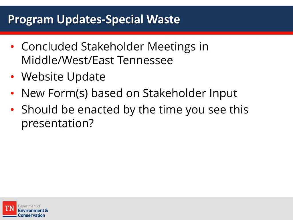 program updates special waste 1