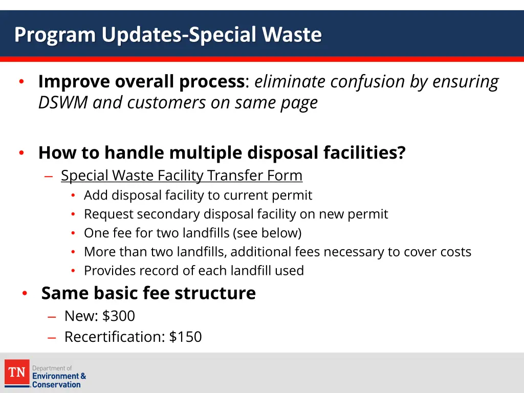 program updates special waste
