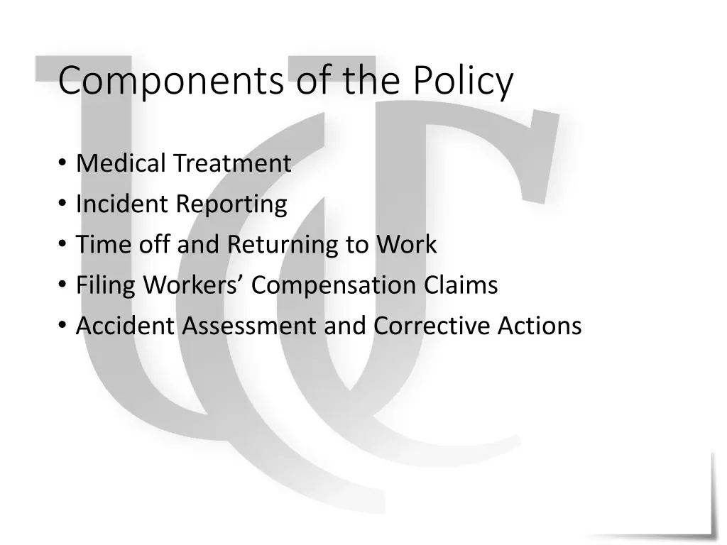 components of the policy