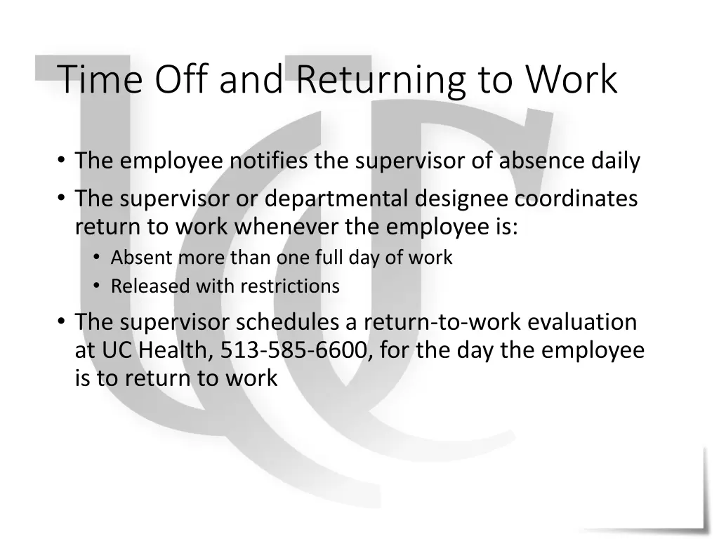 time off and returning to work