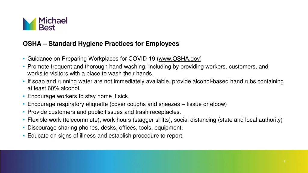 osha standard hygiene practices for employees