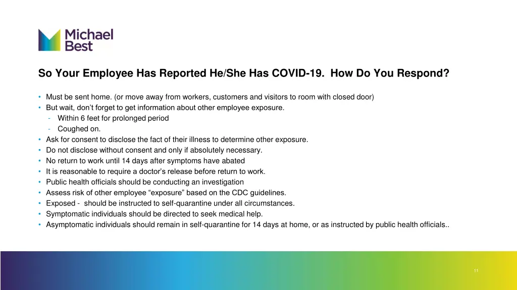 so your employee has reported he she has covid