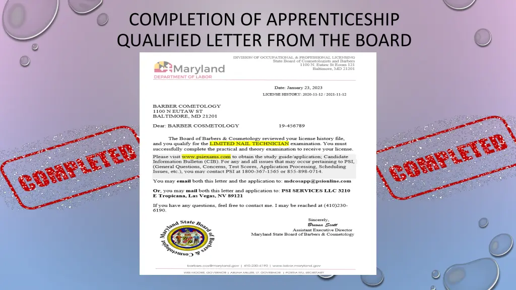 completion of apprenticeship qualified letter