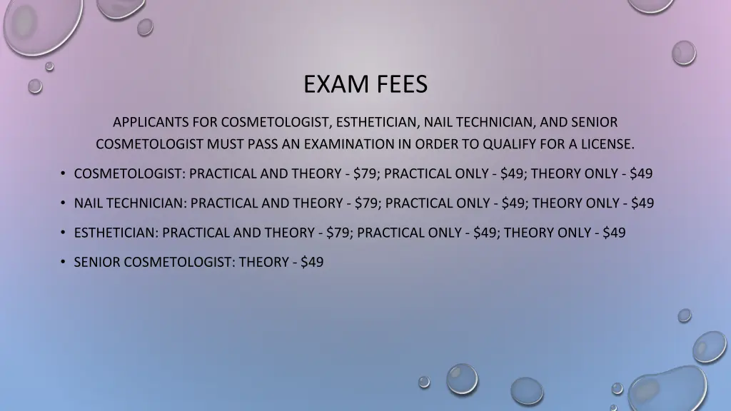 exam fees