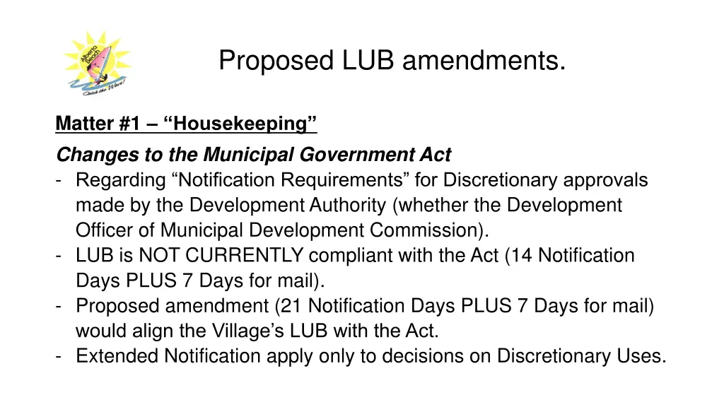 proposed lub amendments