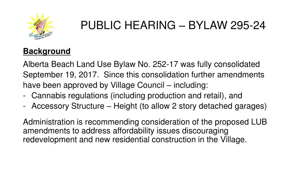 public hearing bylaw 295 24 1