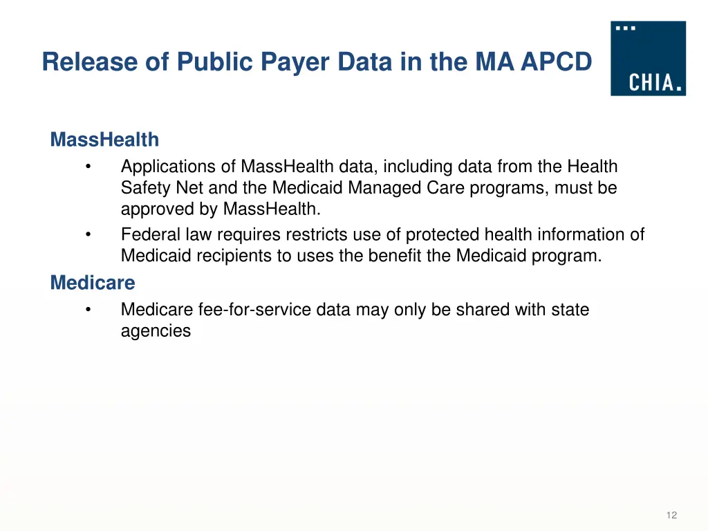 release of public payer data in the ma apcd