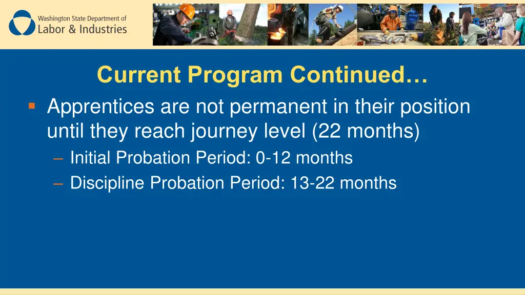 current program continued apprentices