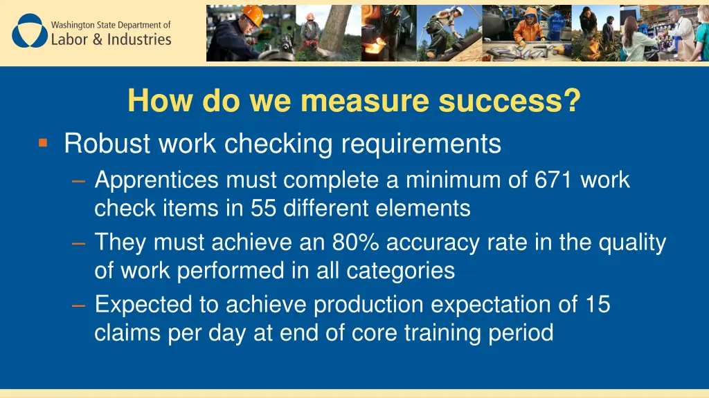 how do we measure success robust work checking