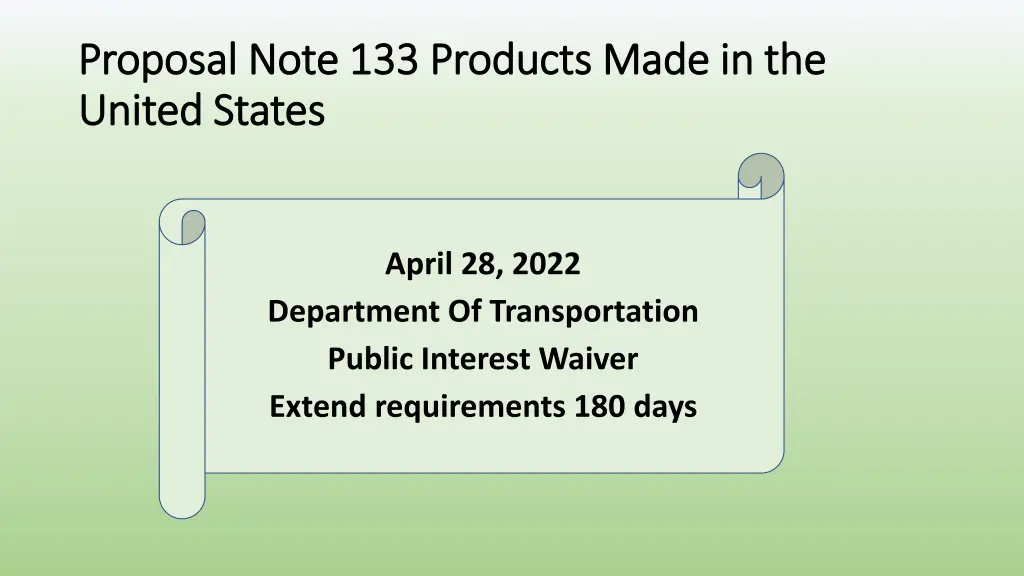 proposal note 133 products made in the proposal 1