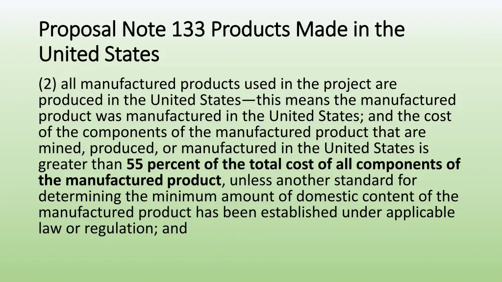 proposal note 133 products made in the proposal 3