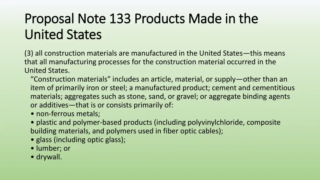proposal note 133 products made in the proposal 5