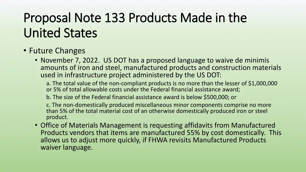 proposal note 133 products made in the proposal 7