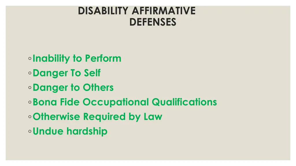 disability affirmative defenses