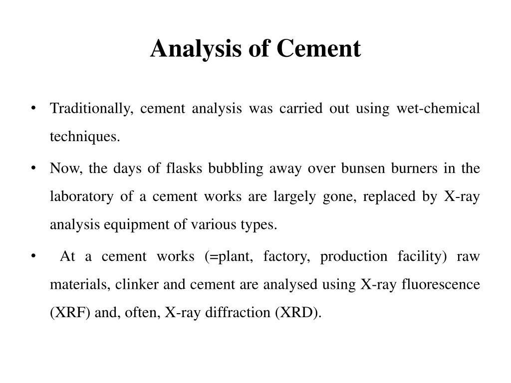 analysis of cement