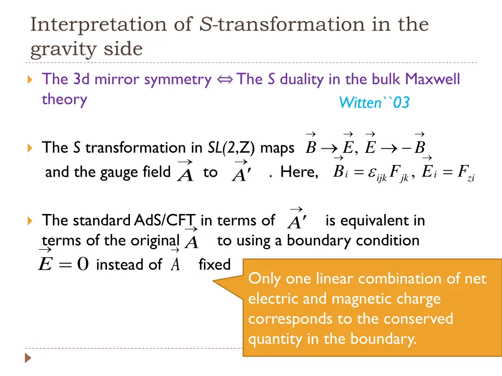 interpretation of s transformation in the gravity