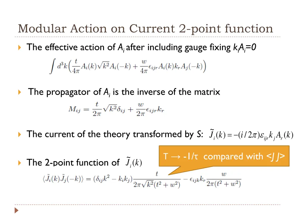 modular action on current 2 point function 1