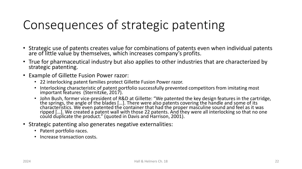 consequences of strategic patenting