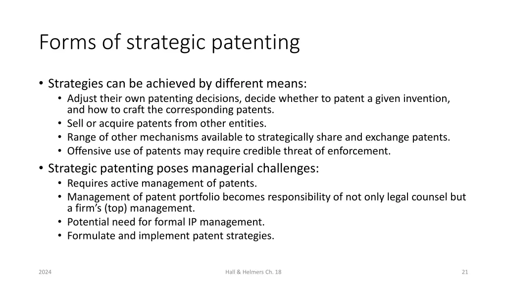 forms of strategic patenting 1