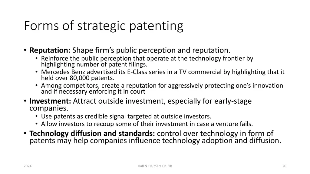 forms of strategic patenting
