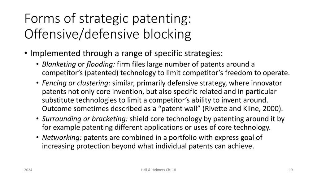 forms of strategic patenting offensive defensive 1