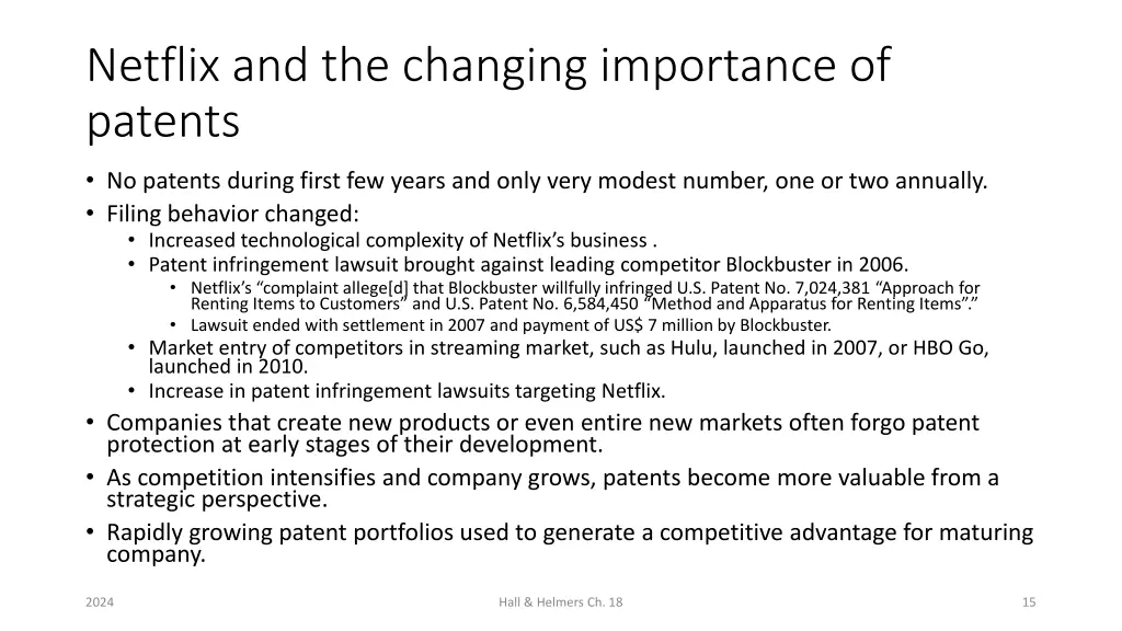 netflix and the changing importance of patents 1