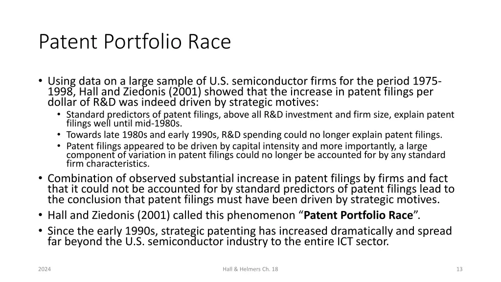 patent portfolio race