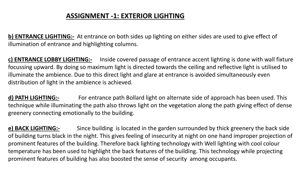 assignment 1 exterior lighting 1