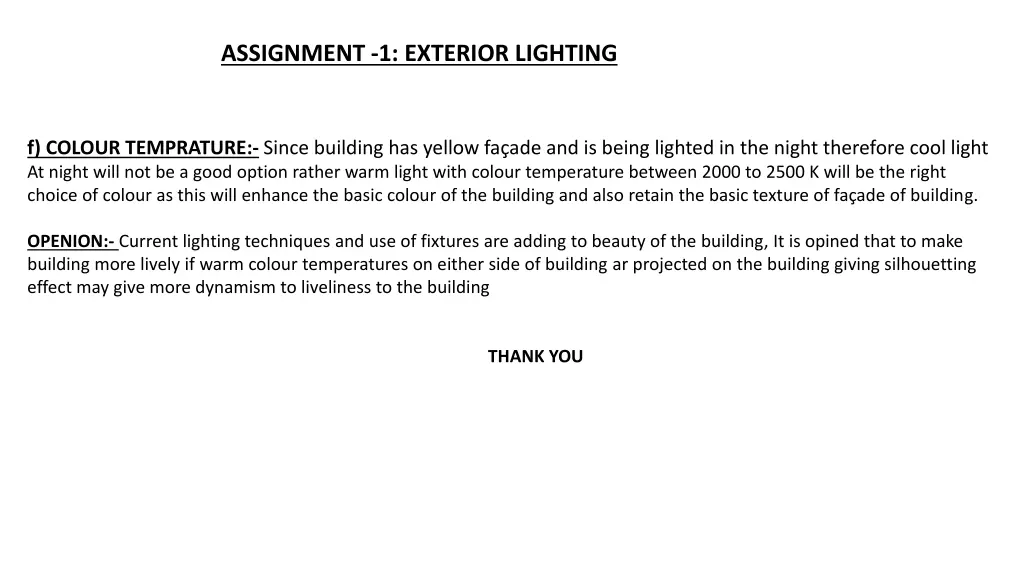 assignment 1 exterior lighting 2