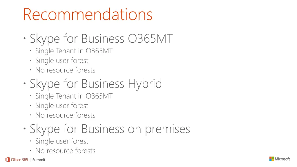 recommendations skype for business o365mt single