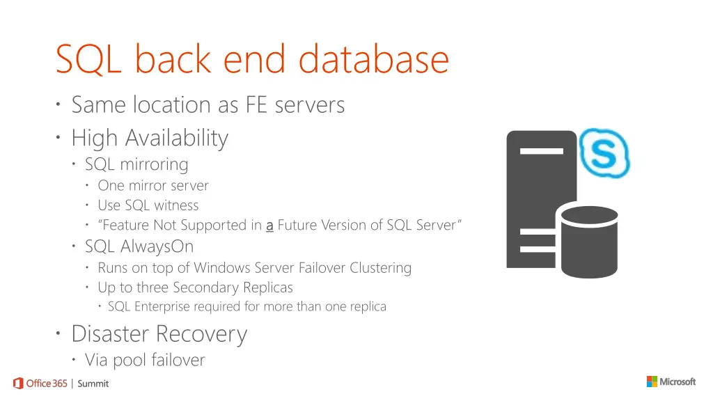 sql back end database same location as fe servers