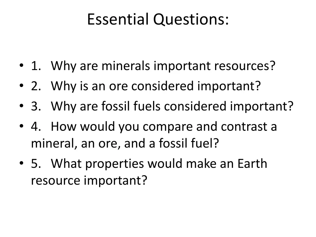 essential questions