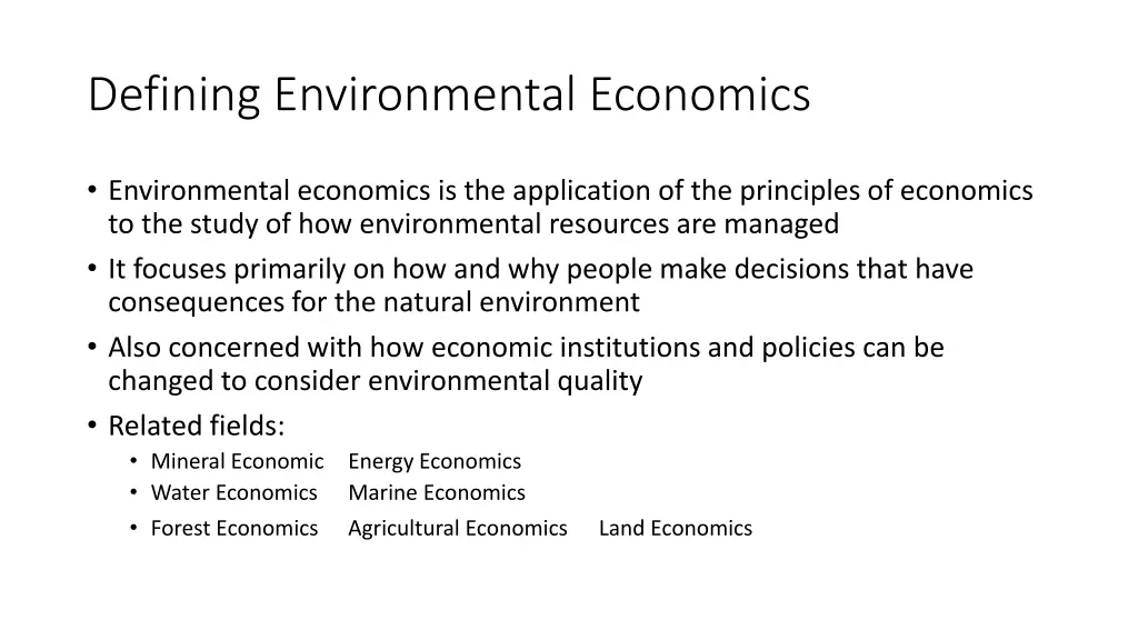 defining environmental economics