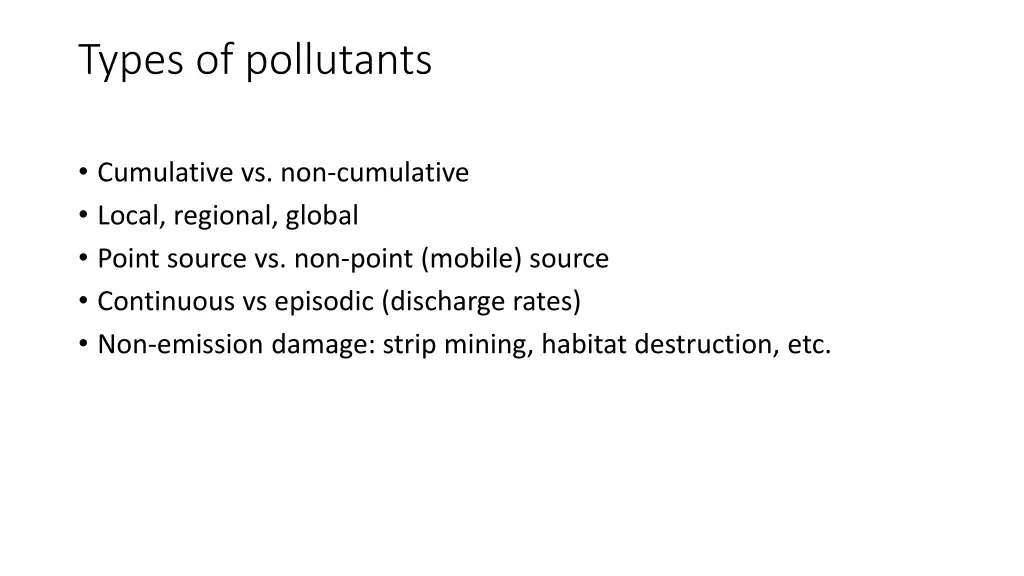 types of pollutants