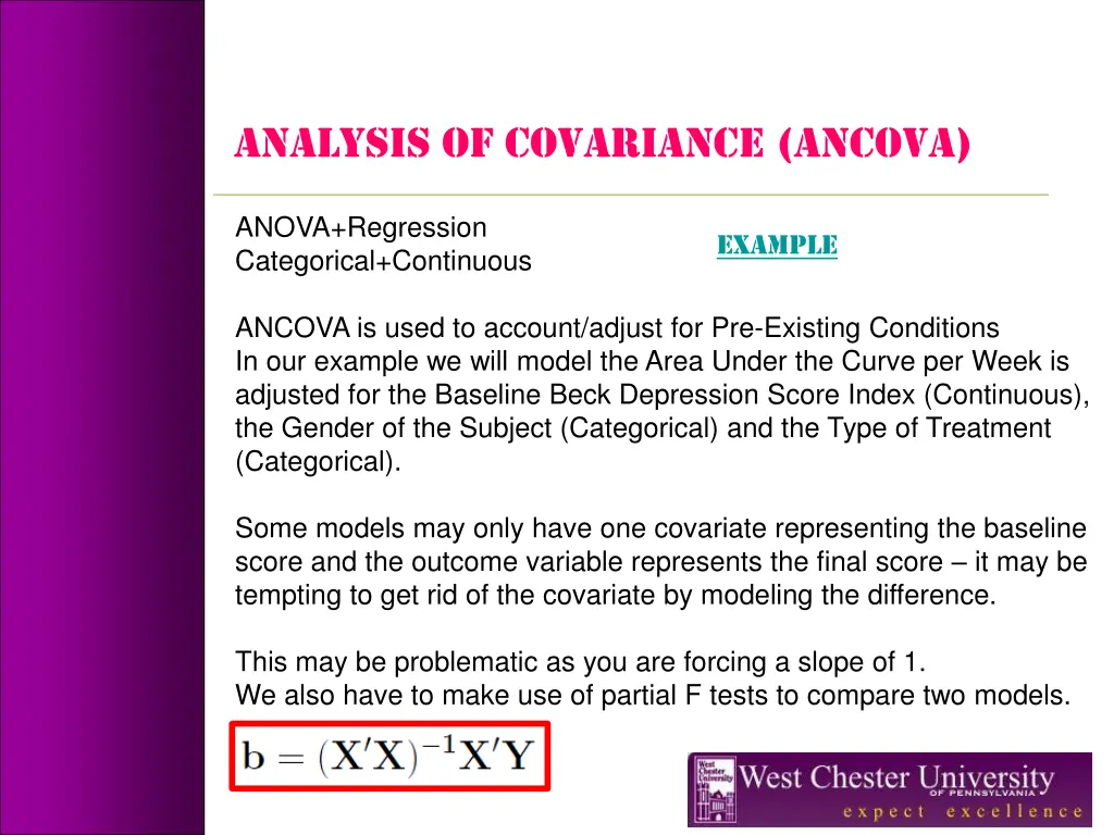 analysis of covariance ancova
