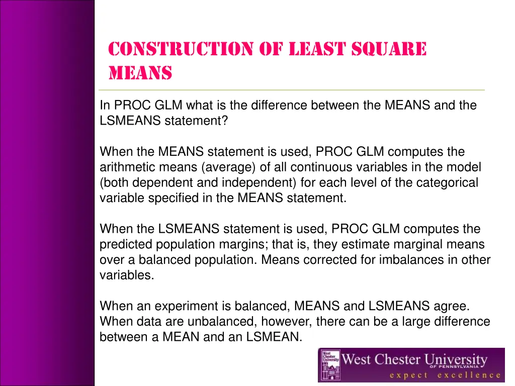 construction of least square means