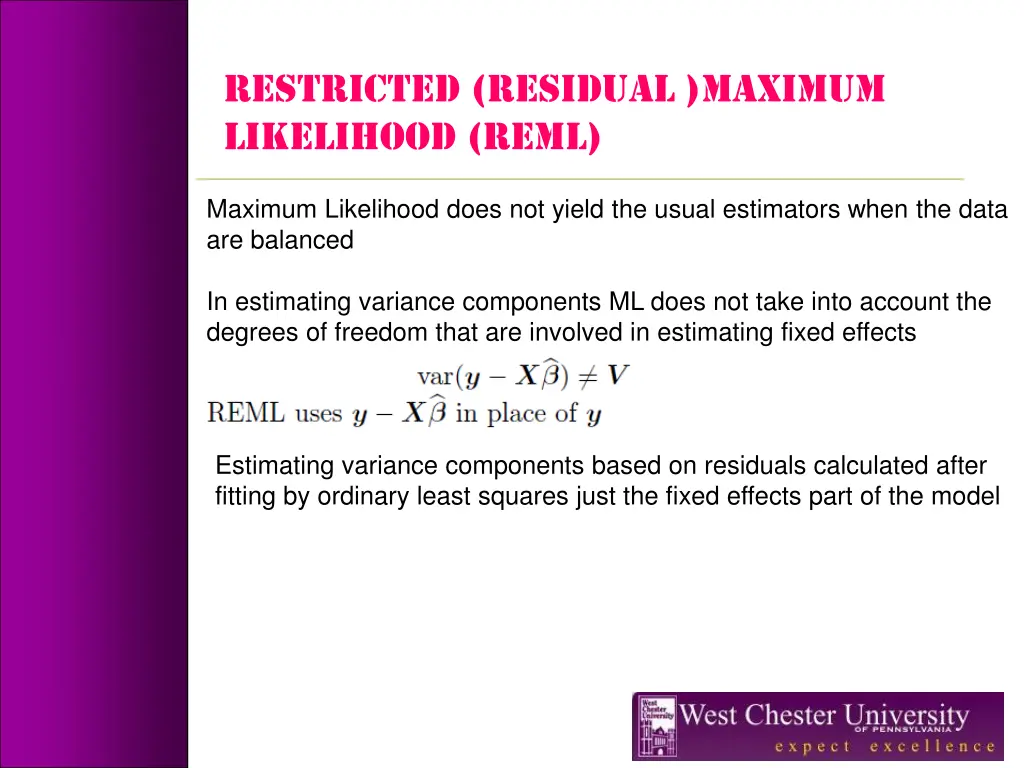 restricted residual maximum likelihood reml