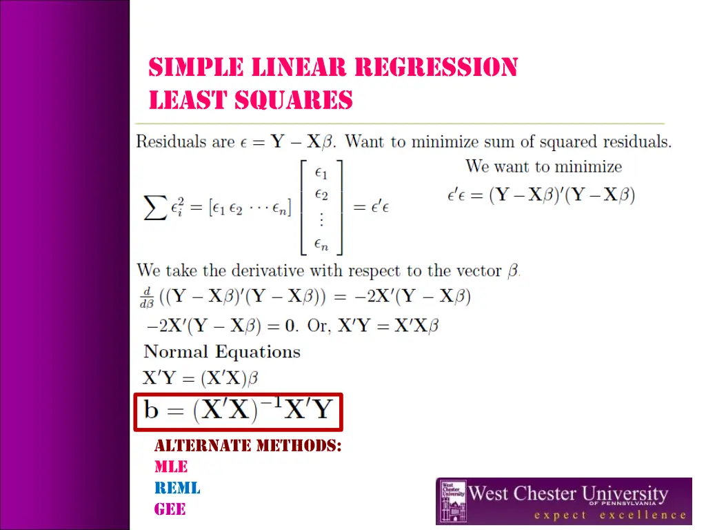 simple linear regression least squares