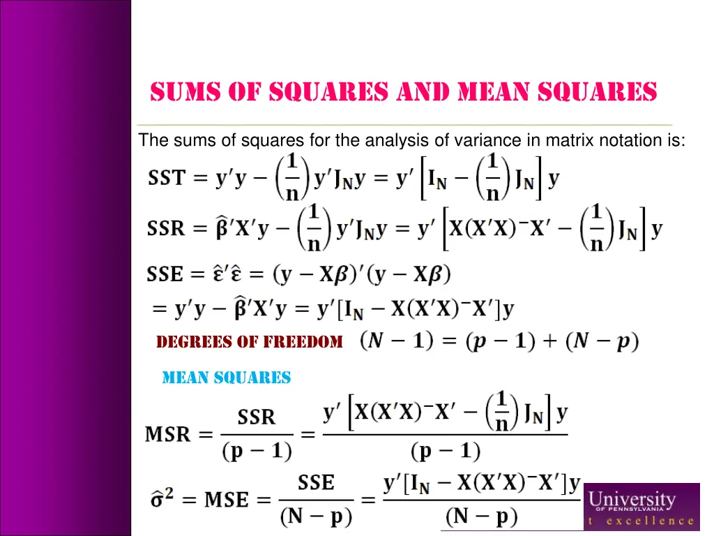 sums of squares and mean squares