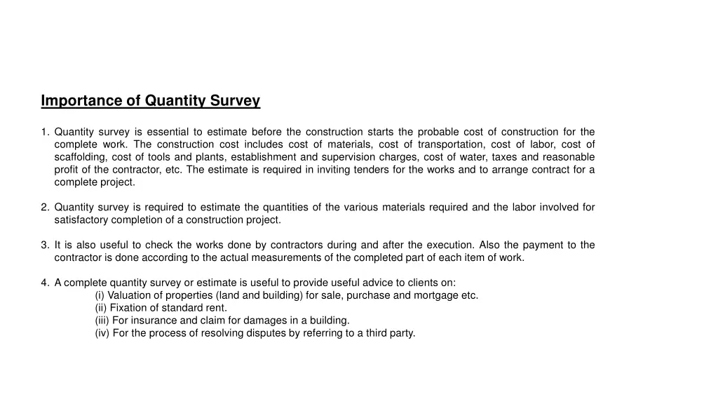 importance of quantity survey